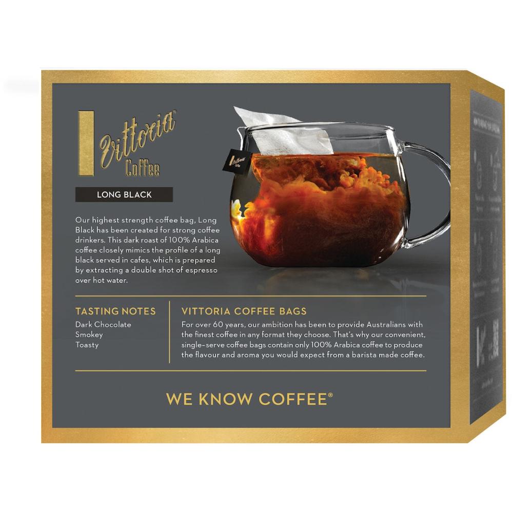Vittoria Coffee Bags Long Black 60 Pack