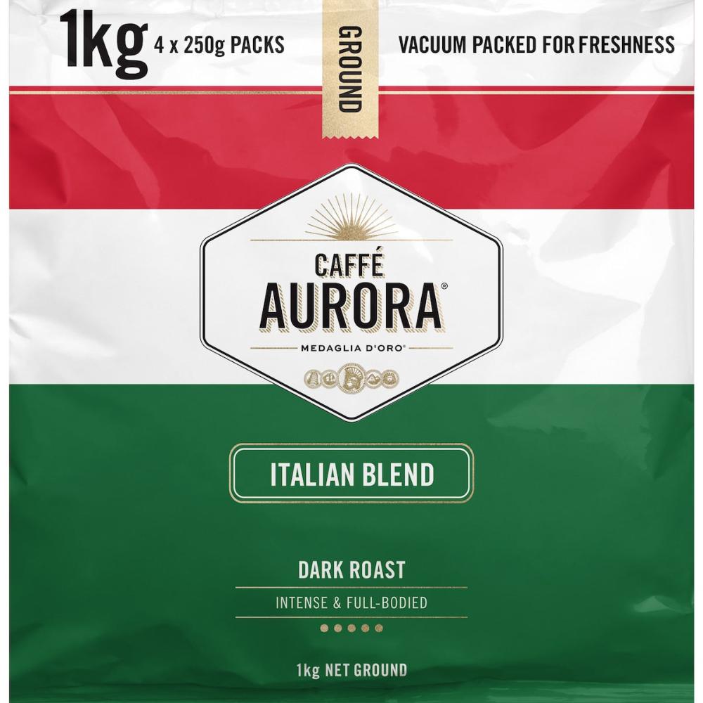 2 x Caffe Aurora Ground Coffee Italian Blend 1kg