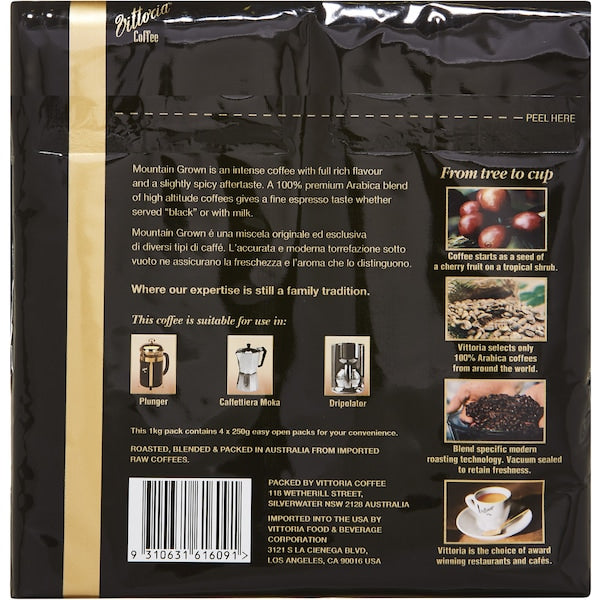 2 x Vittoria Mountain Grown Ground Coffee 1kg