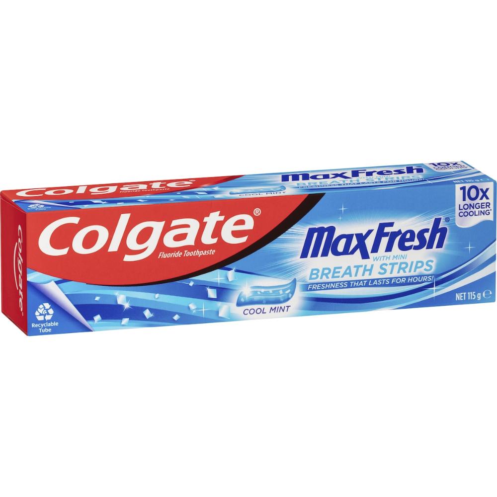 5 x Colgate Max Fresh Toothpaste With Mini Breath Strips Cool Mint 115g