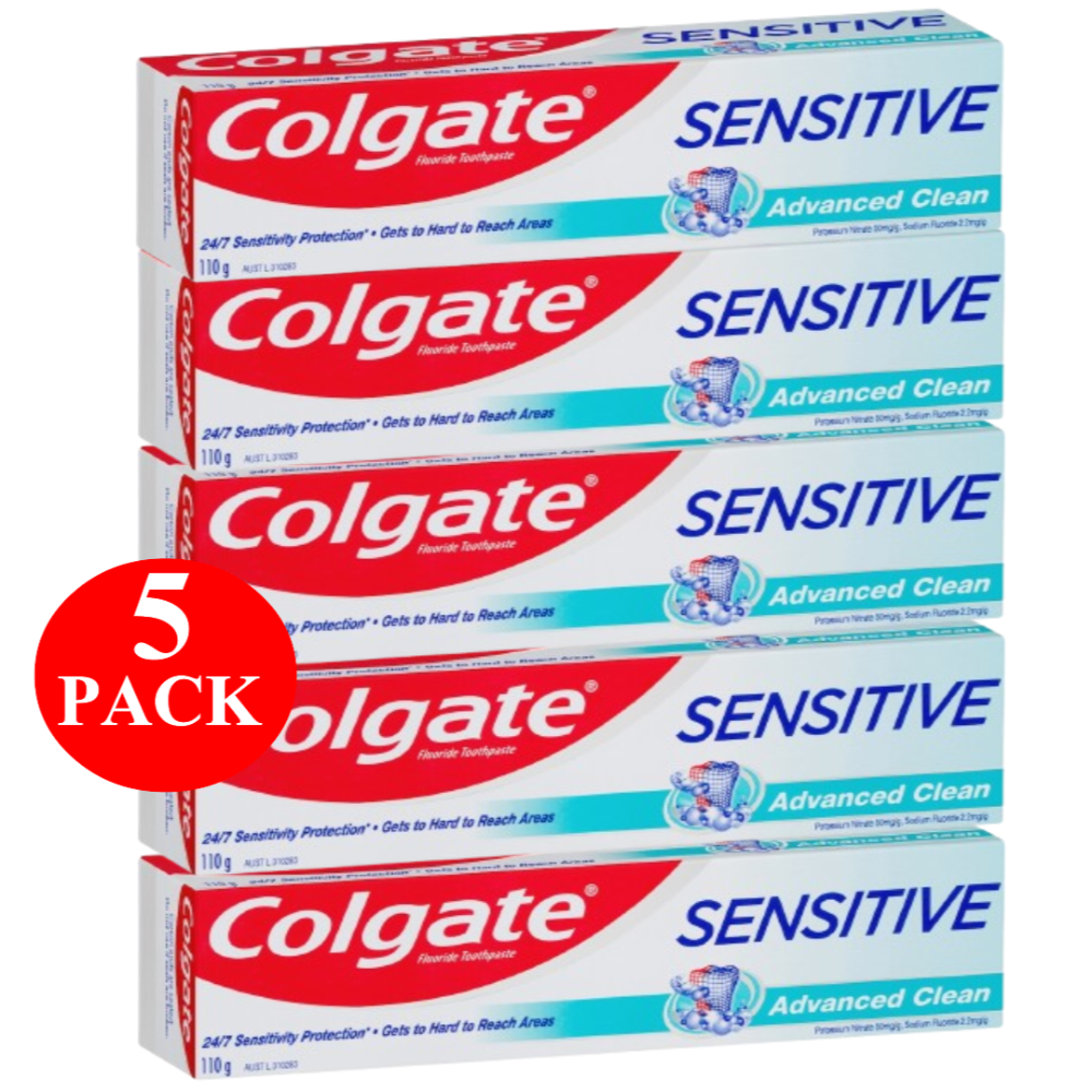 5 x Colgate Sensitive Toothpaste Advanced Clean Fluoride 110g