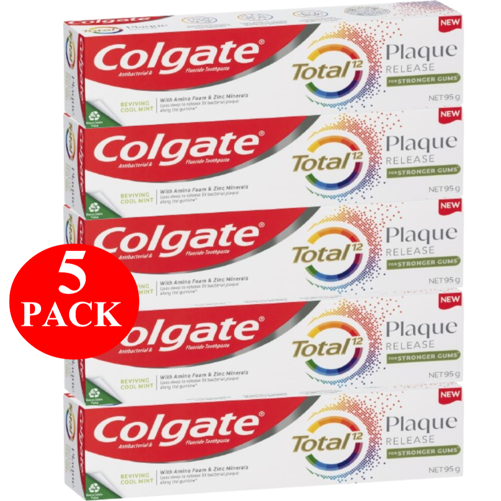 5 x Colgate Plaque Release Toothpaste Total Natural Mint 95g