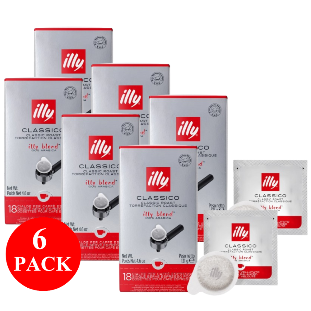 6 x illy Classico Espresso Pods 18PCS
