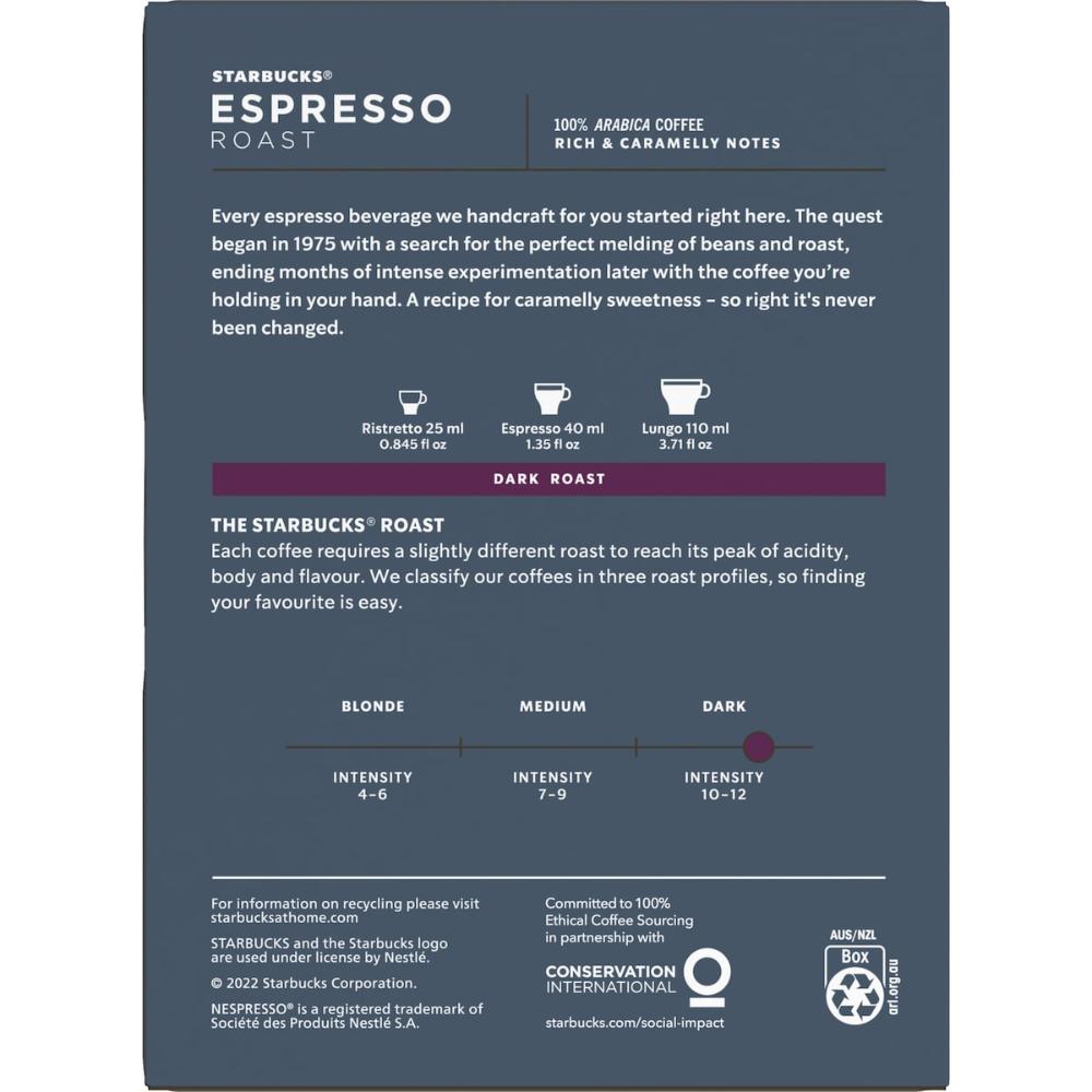 Starbucks By Nespresso Espresso Roast Coffee Pods Capsules 36 Pack