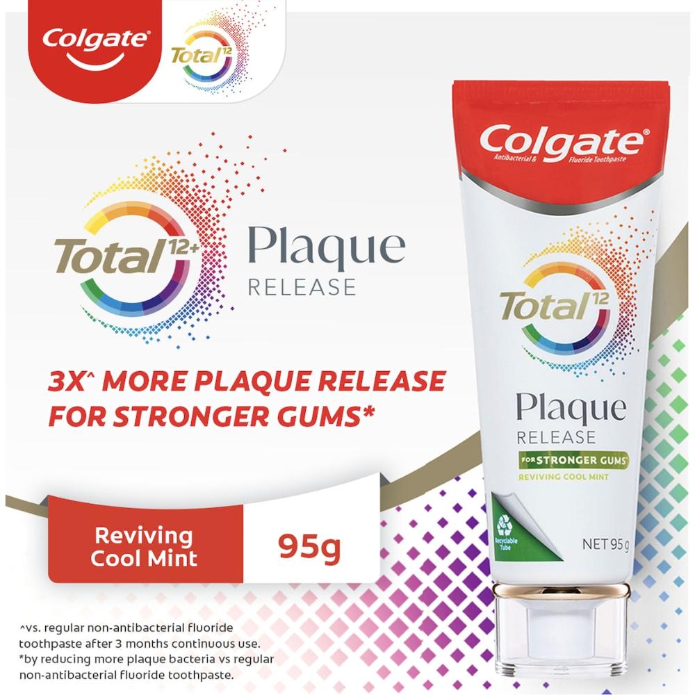 5 x Colgate Plaque Release Toothpaste Total Reviving Cool Mint 95g