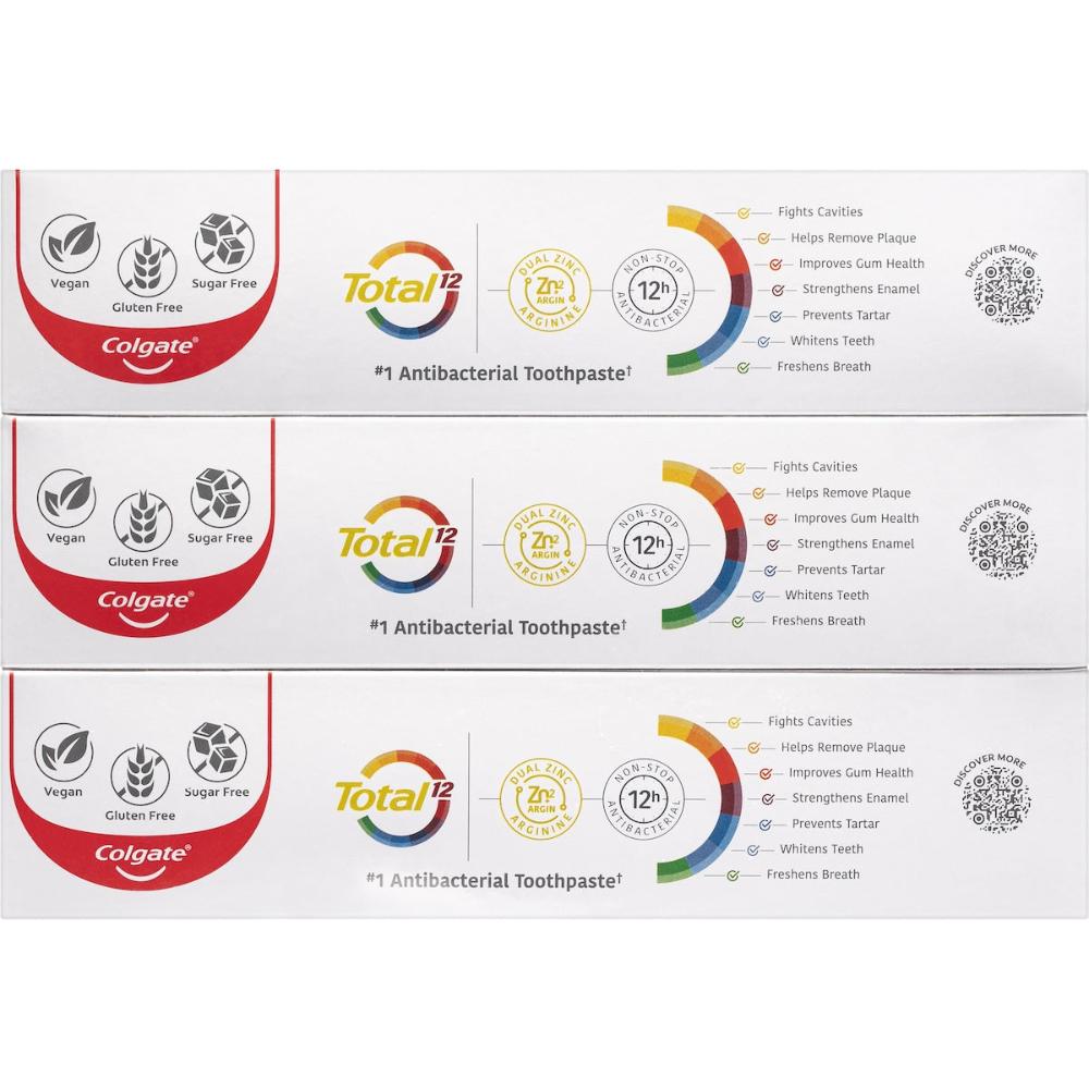 Colgate Antibacterial Toothpaste Total Original Value Pack 200g X 3 Pack
