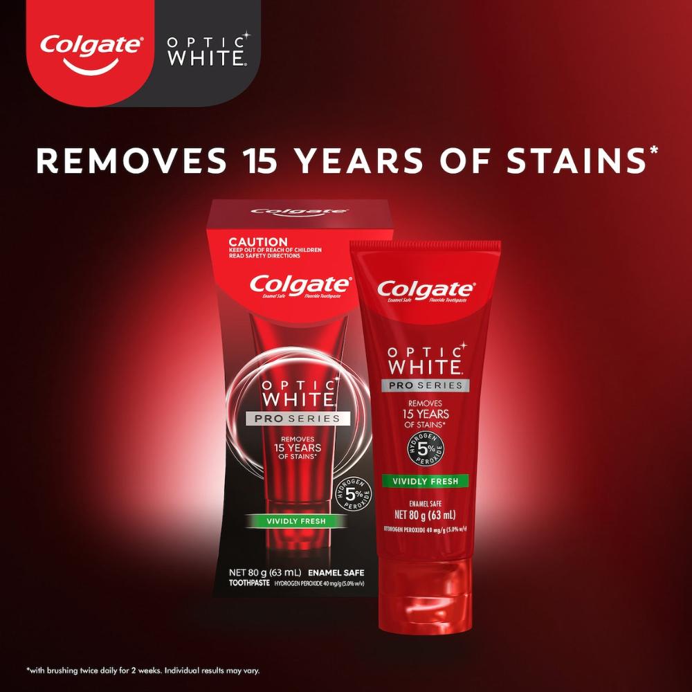 2 x Colgate Teeth Whitening Toothpaste Optic White Pro Series Vividly 80g