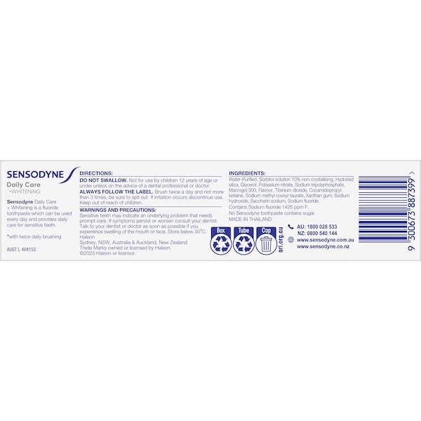 3 x Sensodyne Daily Care & Whitening Toothpaste 100g