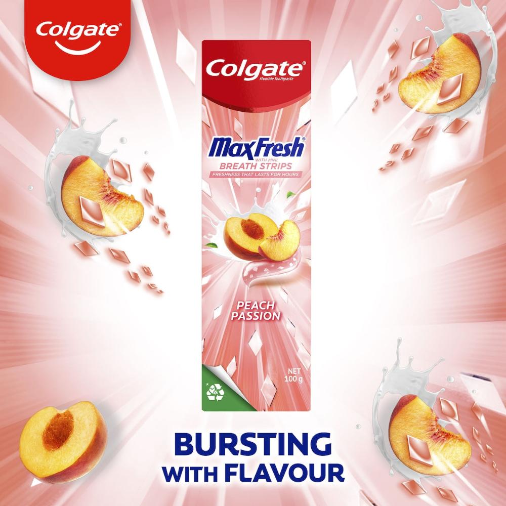 5 x Colgate Max Fresh Toothpaste With Mini Breath Mints Peach Passion 100g