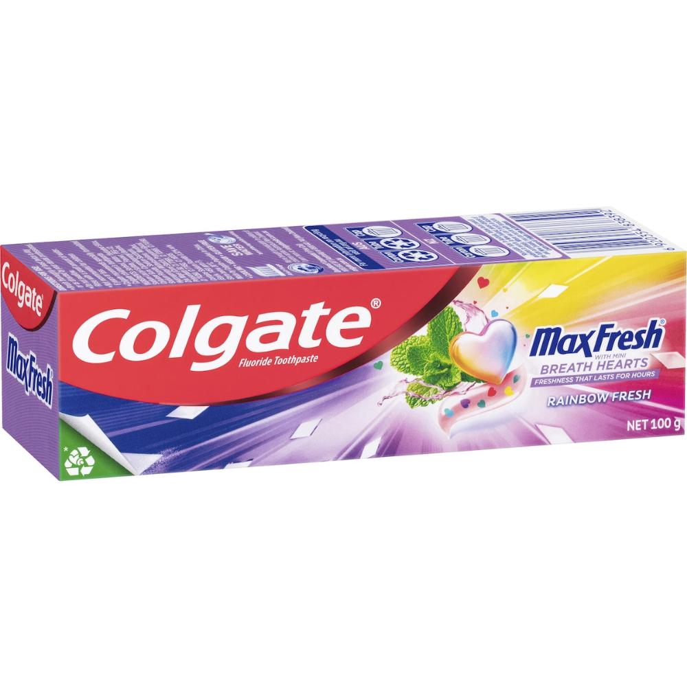 5 x Colgate Max Fresh Toothpaste With Mini Breath Hearts Rainbow Fresh 100g