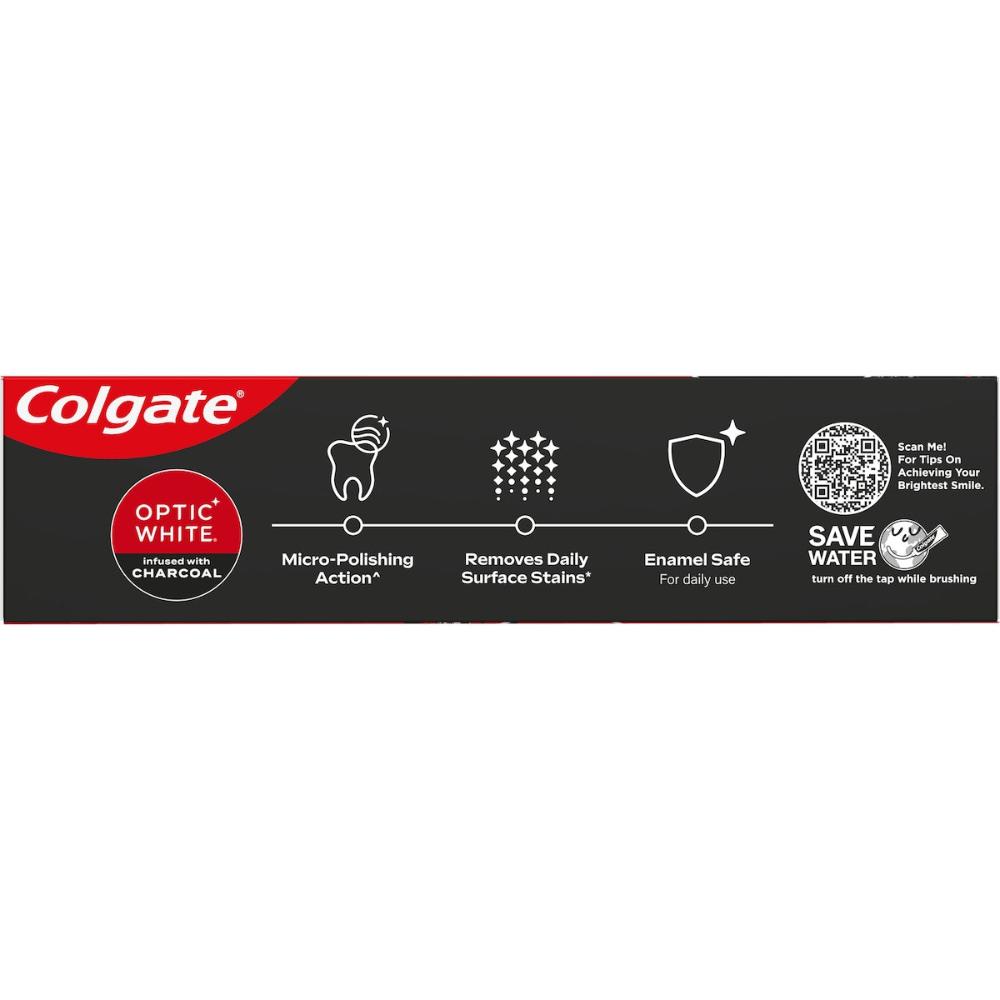 5 x Colgate Teeth Whitening Toothpaste Optic White With Charcoal 100g