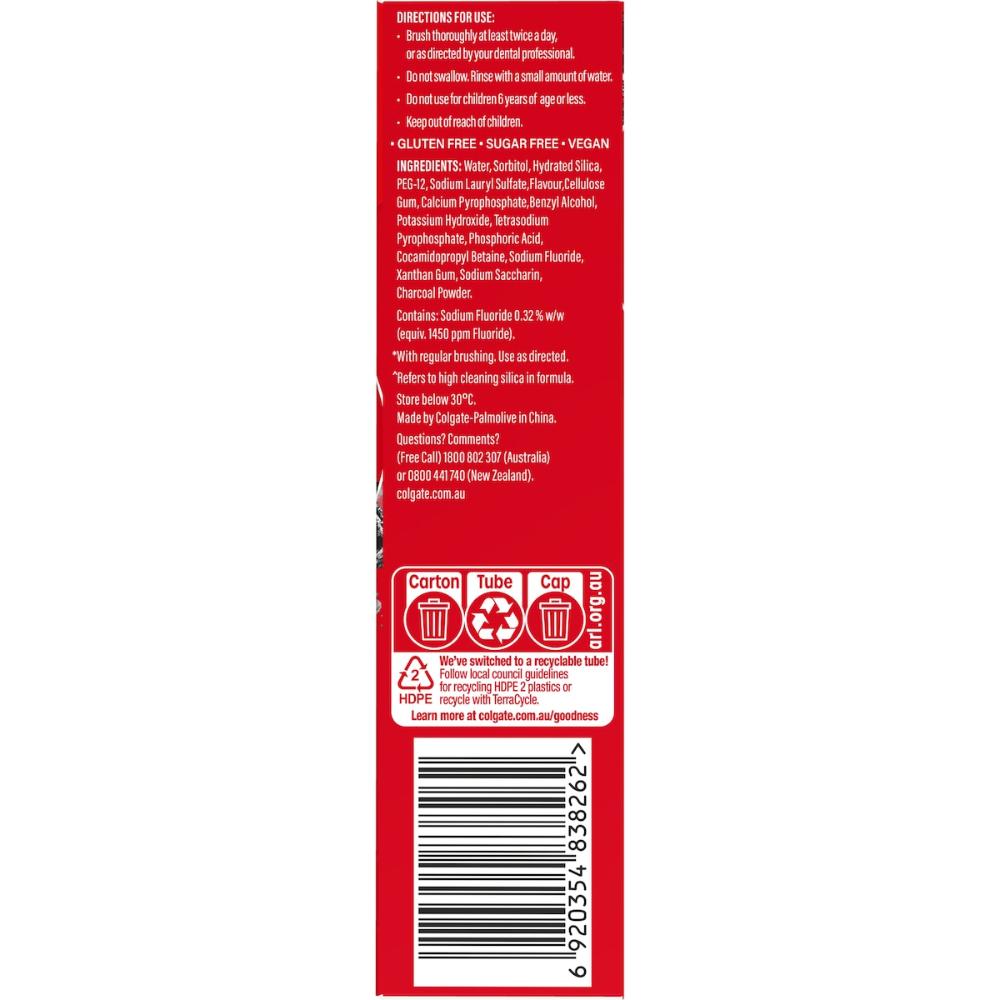 5 x Colgate Teeth Whitening Toothpaste Optic White With Charcoal 100g