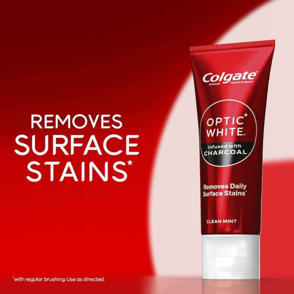 5 x Colgate Teeth Whitening Toothpaste Optic White With Charcoal 100g