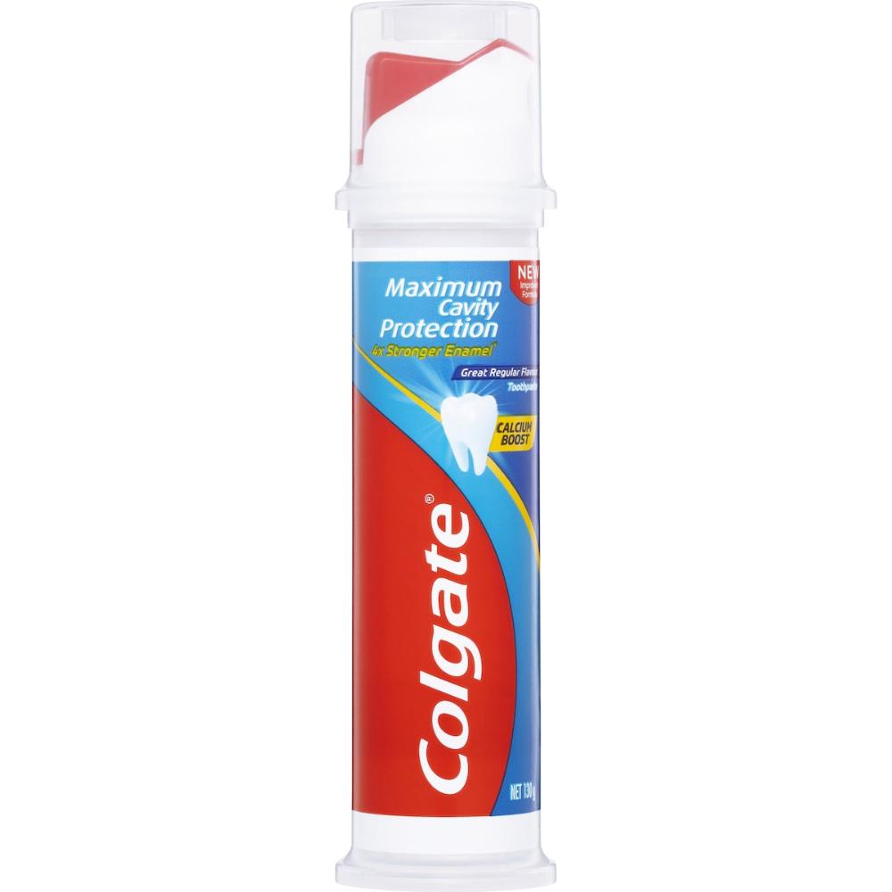 5 x Colgate Toothpaste Maximum Cavity Protection Great Regular Pump 130g