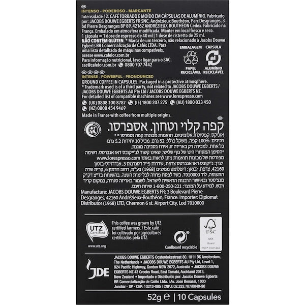 L'or Espresso Onyx Intensity 12 Coffee Capsules 50 Pack