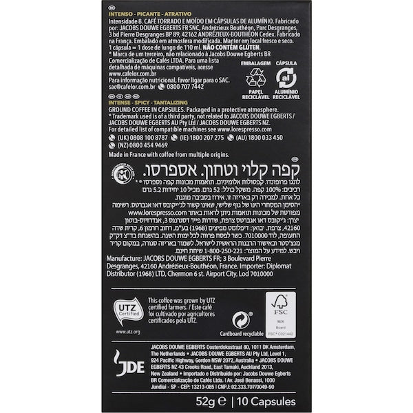 L'or Espresso Lungo Profondo Intensity 8 Coffee Capsules 50 Pack