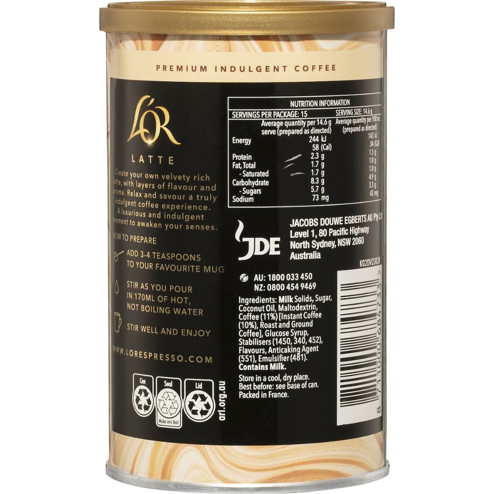 L'or Coffee Latte Rich & Velvety 220g (3 Pack)