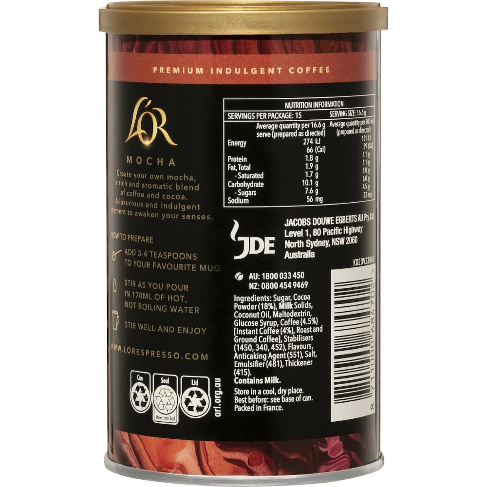 L'or Coffee Mocha Smooth & Indulgent 250g (3 Pack)