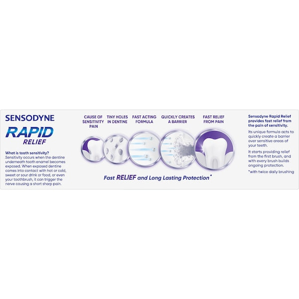 3 x Sensodyne Rapid Relief Sensitive Toothpaste Cool Mint 100g