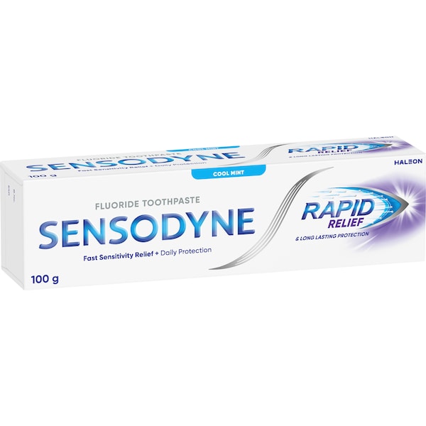 3 x Sensodyne Rapid Relief Sensitive Toothpaste Cool Mint 100g