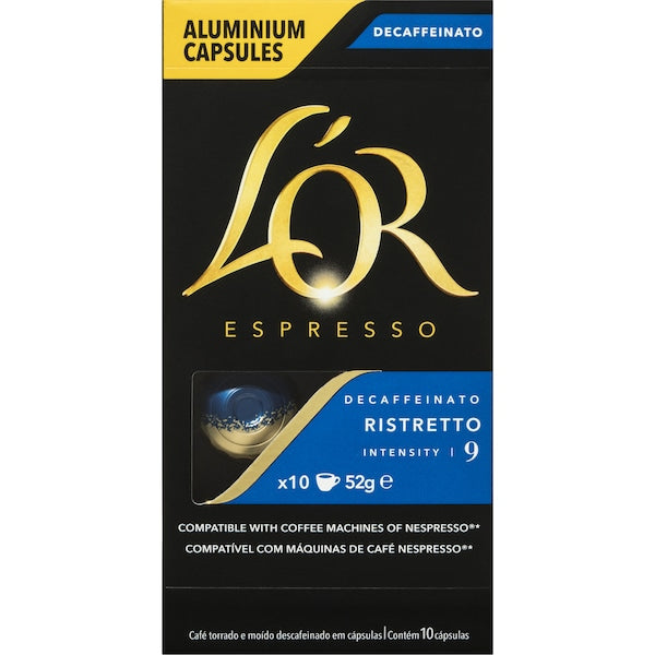 L'or Espresso Decaf Ristretto Intensity 9 Coffee Capsules 50 Pack