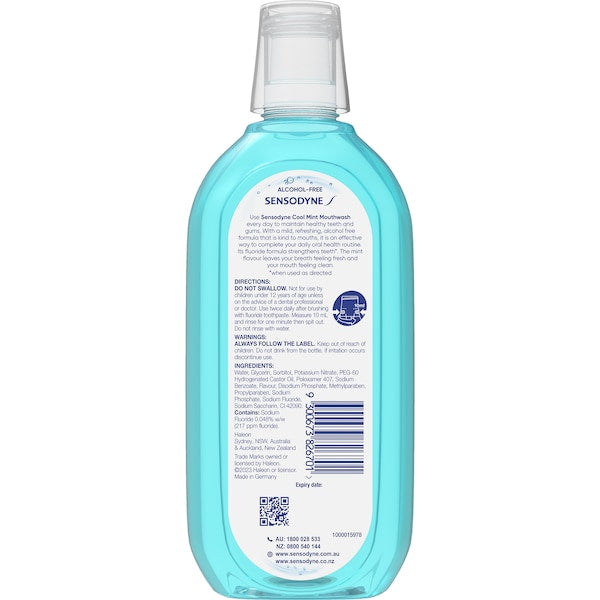 3 x Sensodyne Cool Mint Gentle Mouthwash For Sensitive Mouths 500ml