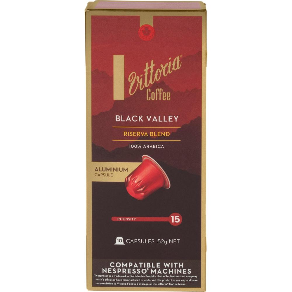 Vittoria Black Valley Nespresso Compatible Coffee Capsules 50 Pack