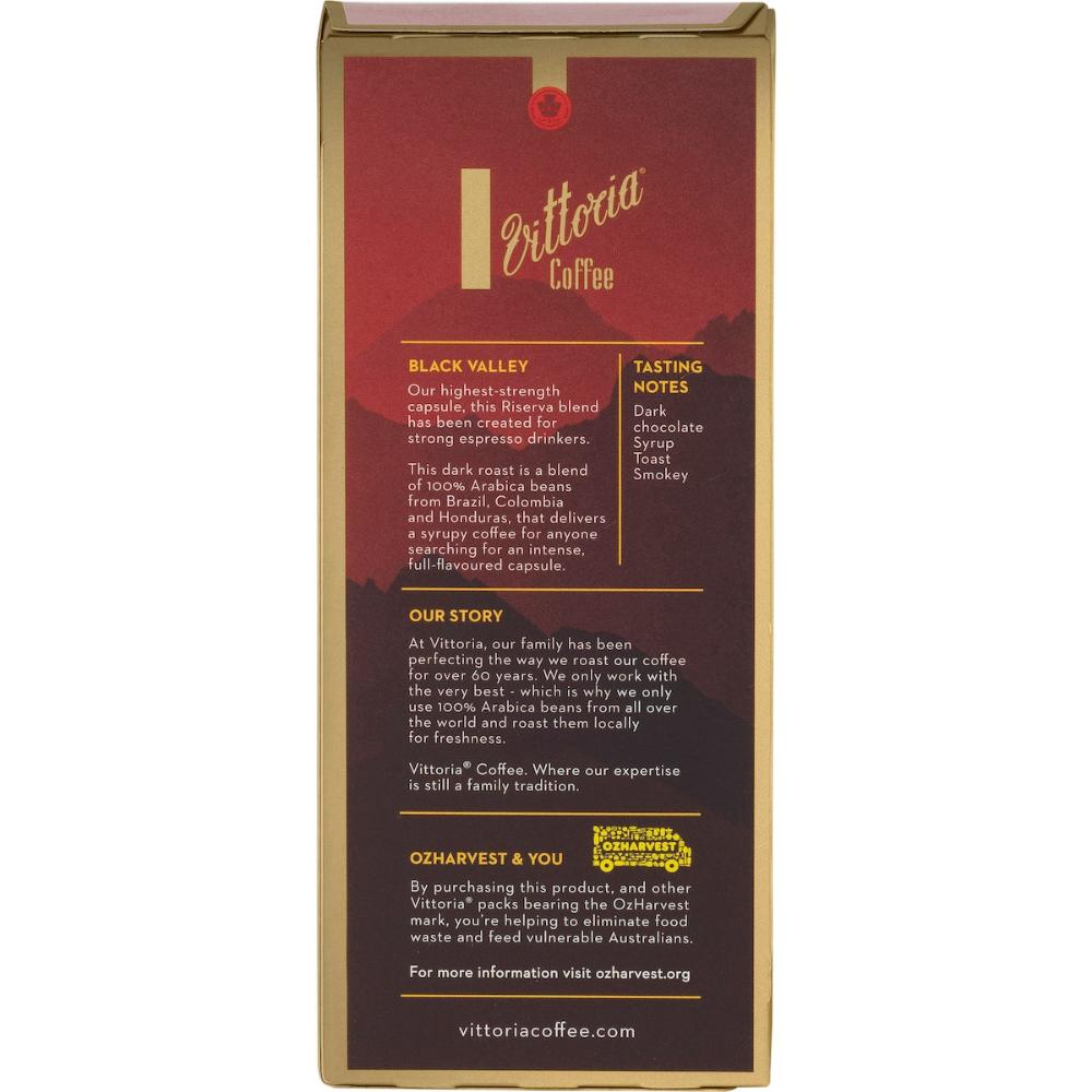 Vittoria Black Valley Nespresso Compatible Coffee Capsules 50 Pack