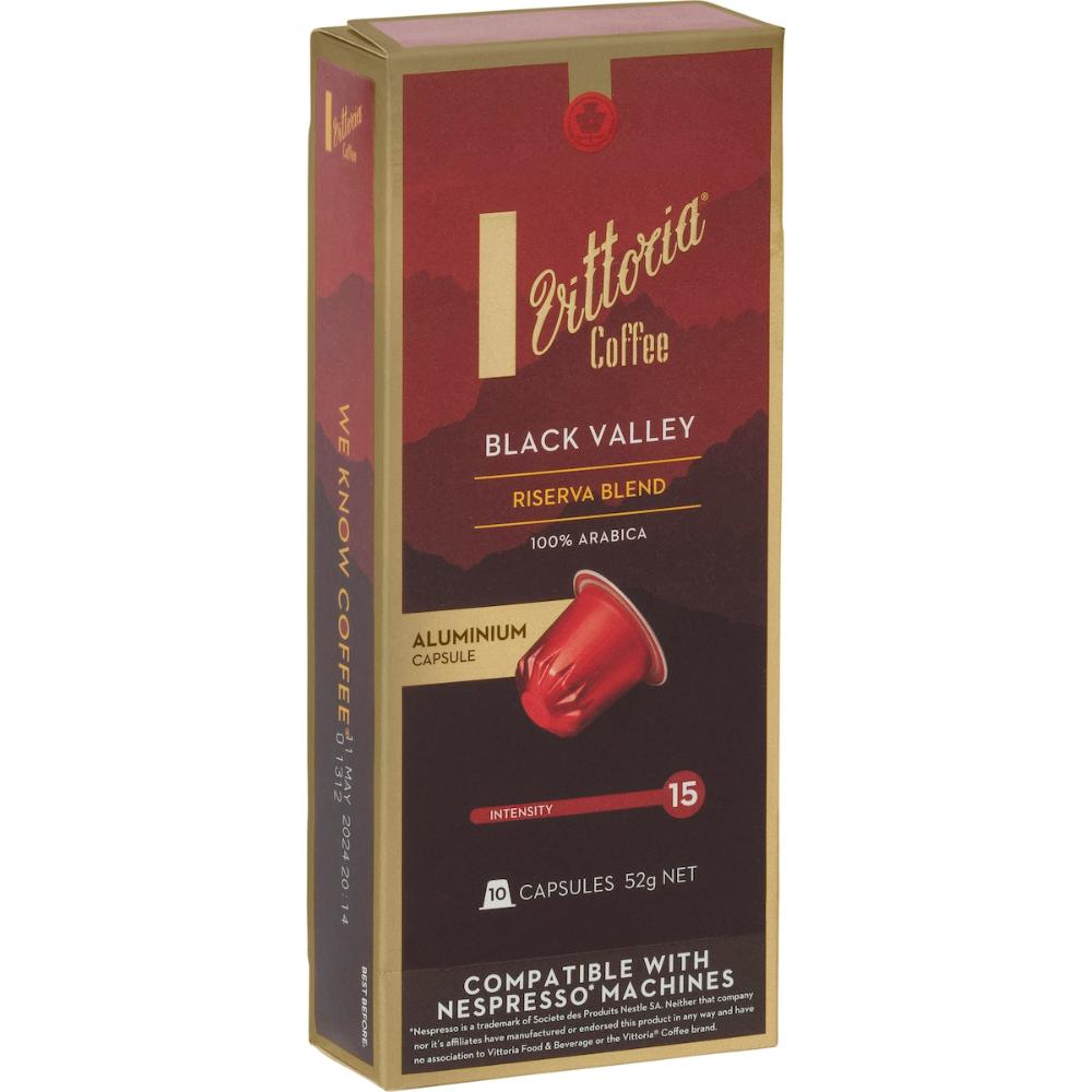 Vittoria Black Valley Nespresso Compatible Coffee Capsules 50 Pack
