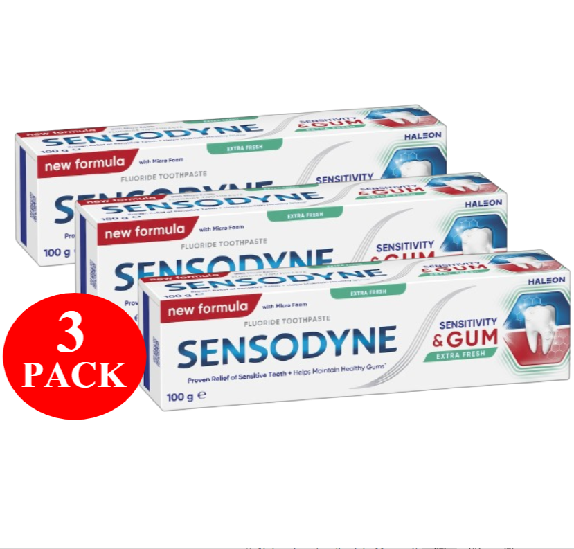 3 x Sensodyne Sensitivty & Gum Toothpaste Extra Fresh 100g