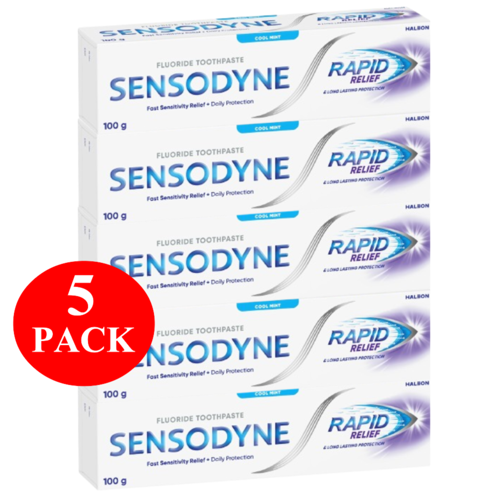 5 x Sensodyne Rapid Relief Sensitive Toothpaste Cool Mint 100g
