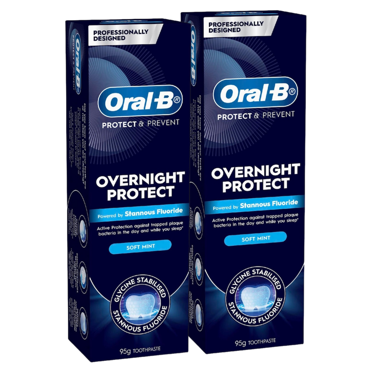 2x Oral-B Overnight Protect Toothpaste Soft Mint 95g