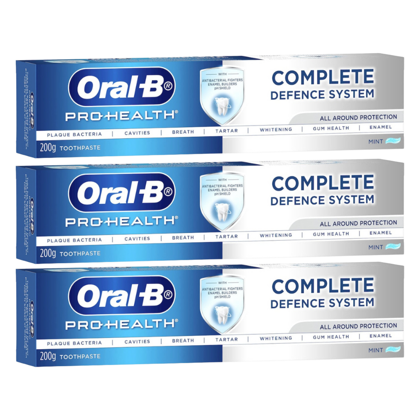 3x Oral-B Pro Health Complete Defense All Round Clean Toothpaste 200g