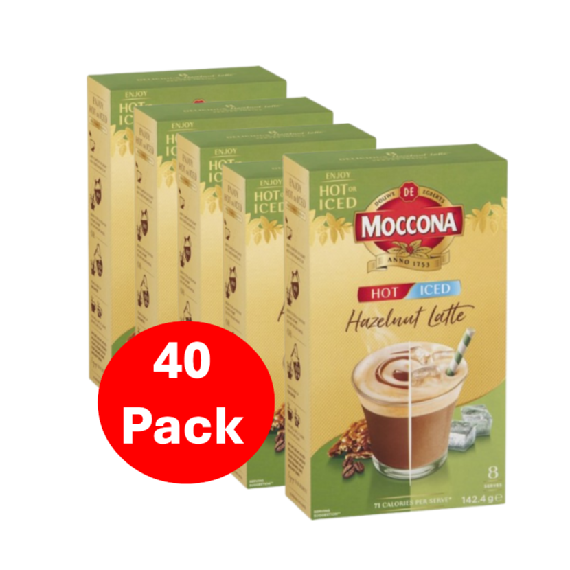 Moccona Hot/iced Hazelnut Latte Sachets 40 Pack