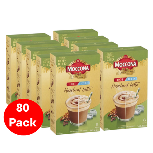 Moccona Hot/iced Hazelnut Latte Sachets 80 Pack
