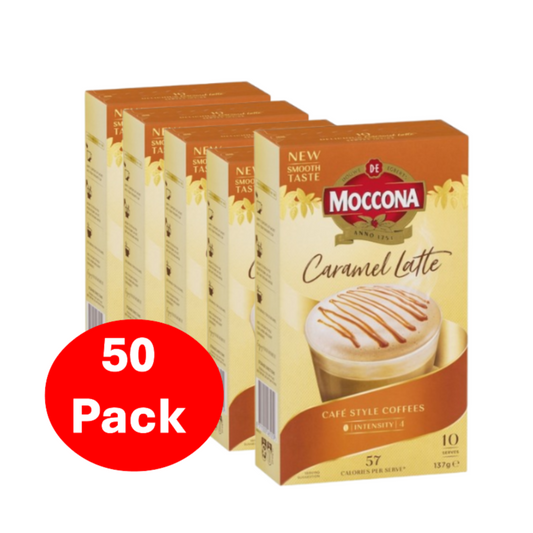 Moccona Coffee Sachets Caramel Latte 50 Pack
