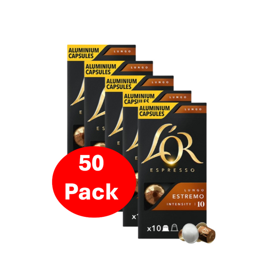 L'or Espresso Lungo Estremo Intensity 10 Coffee Capsules 50 Pack
