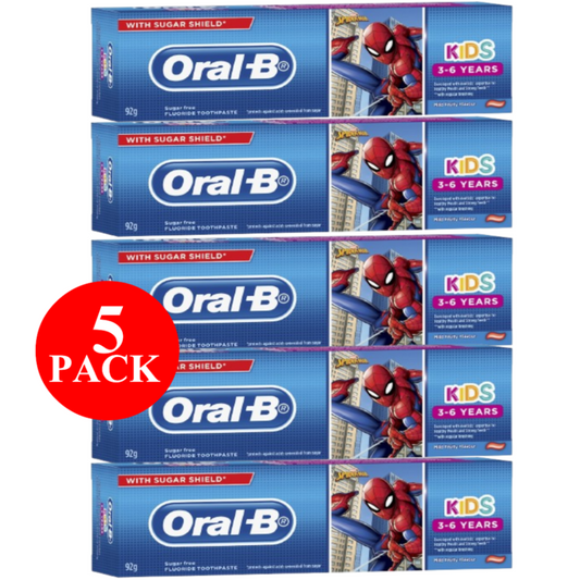 5 x Oral-B Kids Fluoride Toothpaste 3-6 Years 92g