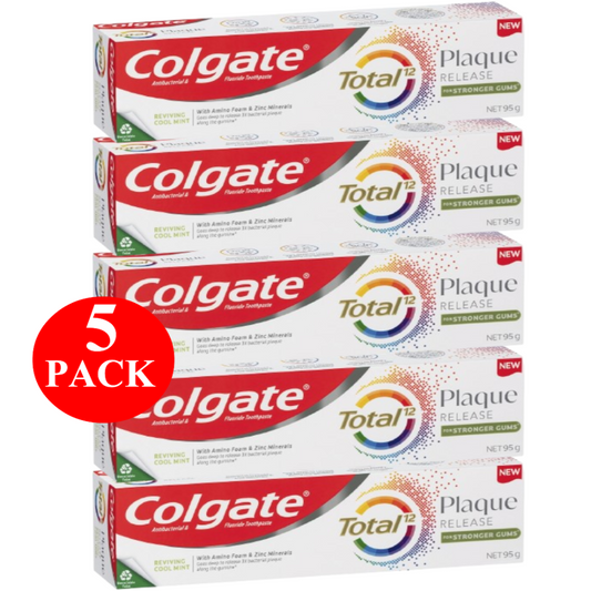 5 x Colgate Plaque Release Toothpaste Total Reviving Cool Mint 95g