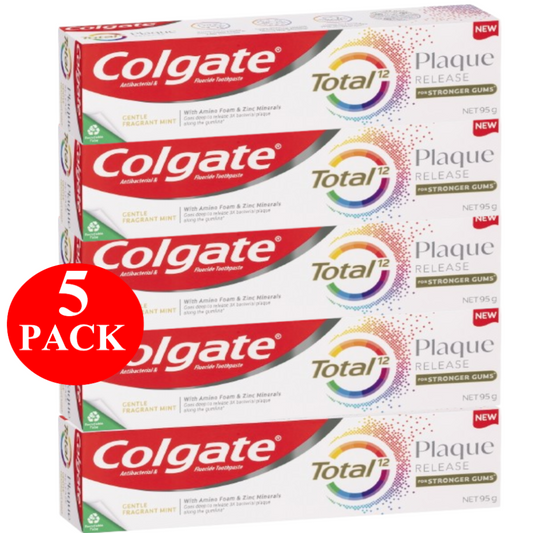 5 x Colgate Plaque Release Toothpaste Total Fragrant Mint 95g