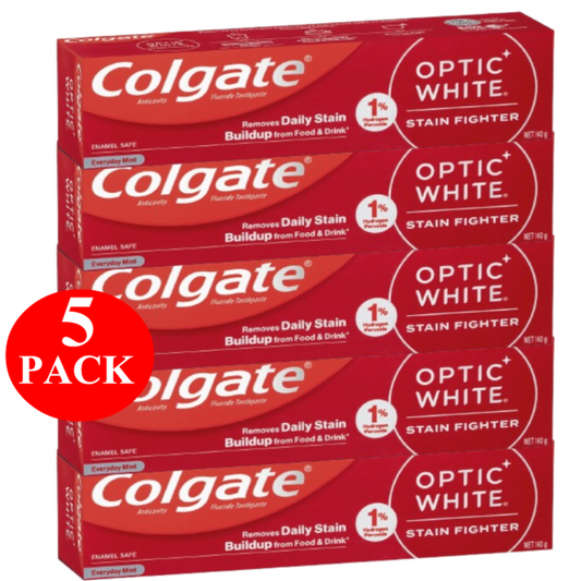 5 x Colgate Optic White Stain Fighter Teeth Whitening Toothpaste 140g