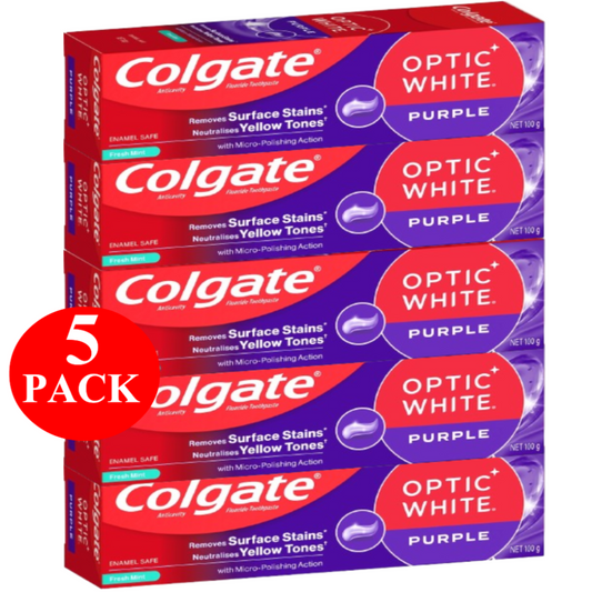 5 x Colgate Optic White Purple Whitening Toothpaste 100g