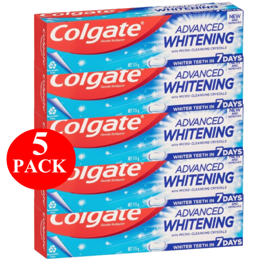 5 x Colgate Whitening Toothpaste Advanced Whitening 115g