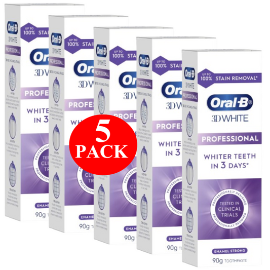 5 x Oral-B 3D White Professional Enamel Strong Toothpaste 90g