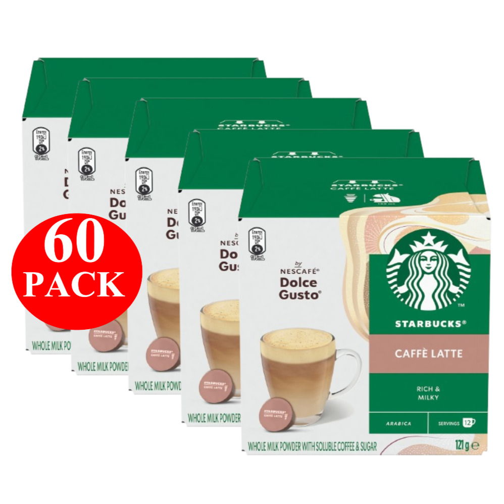 Starbucks By Nescafe Dolce Gusto Caffe Latte Coffee Pods Capsules 60 Pack