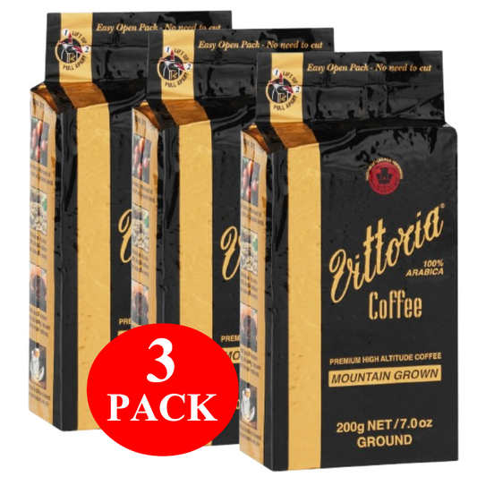 3 x Vittoria Mountain Grown Ground Coffee 200g