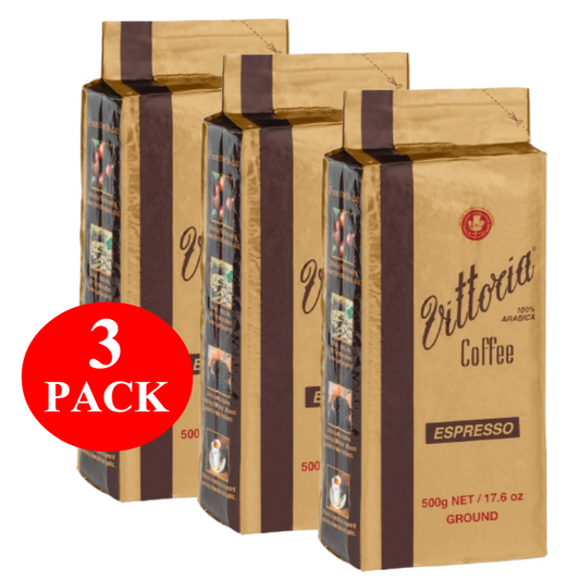 3 x Vittoria Espresso Ground Coffee 500g