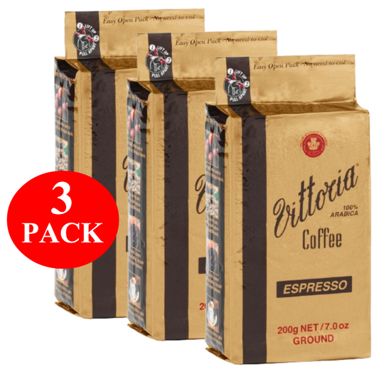 3 x Vittoria Espresso Ground Coffee 200g