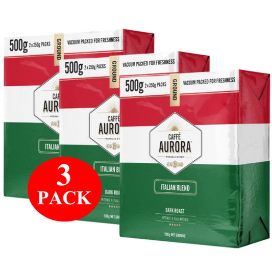 3 x Caffe Aurora Ground Coffee Italian Blend 500g