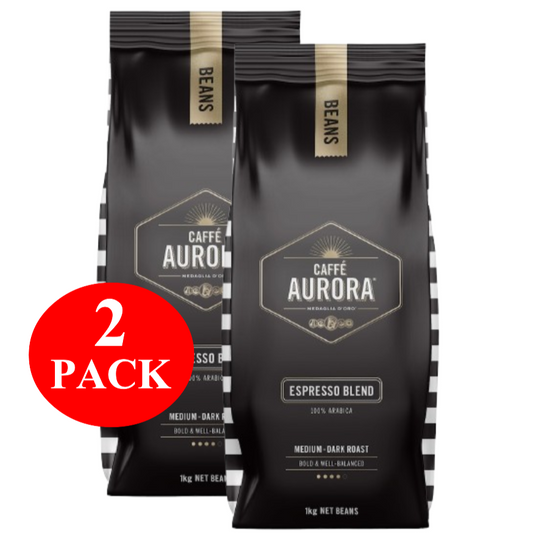 2 x Caffe Aurora Espresso Blend Coffee Beans 1kg